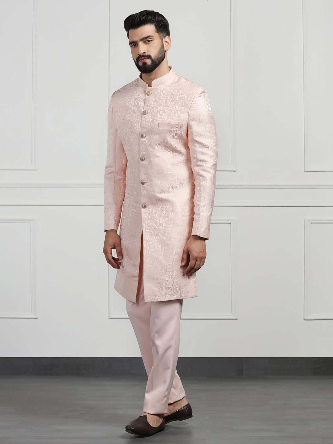 TAHVO Men Peach Sherwani L Size