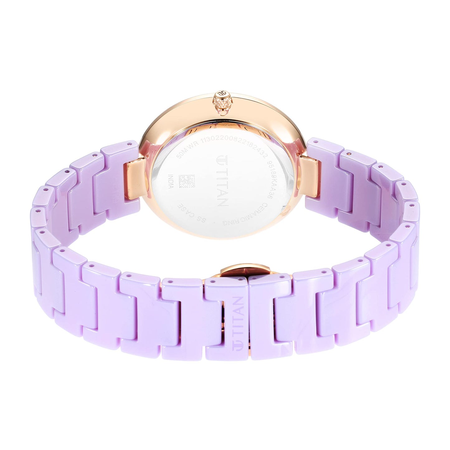 Titan Purple Ceramics Quartz Analog Lavender Dial Lavender Ceramic Strap Watch for Women - NS95189KC06