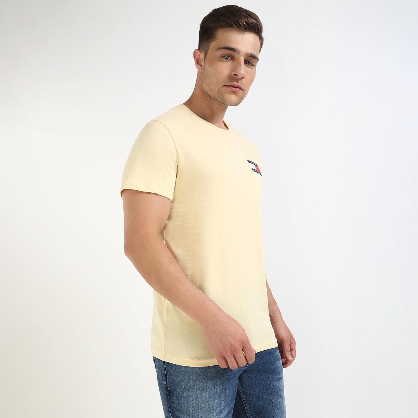 Tommy Hilfiger Logo Slim-Fit Cotton T-Shirt Yellow