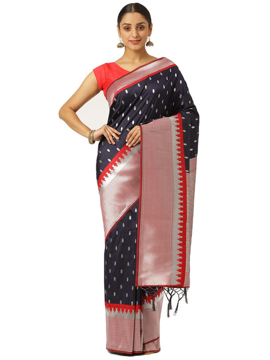 KARAGIRI Womens Banarasi Silk Blue Saree With Blouse Piece