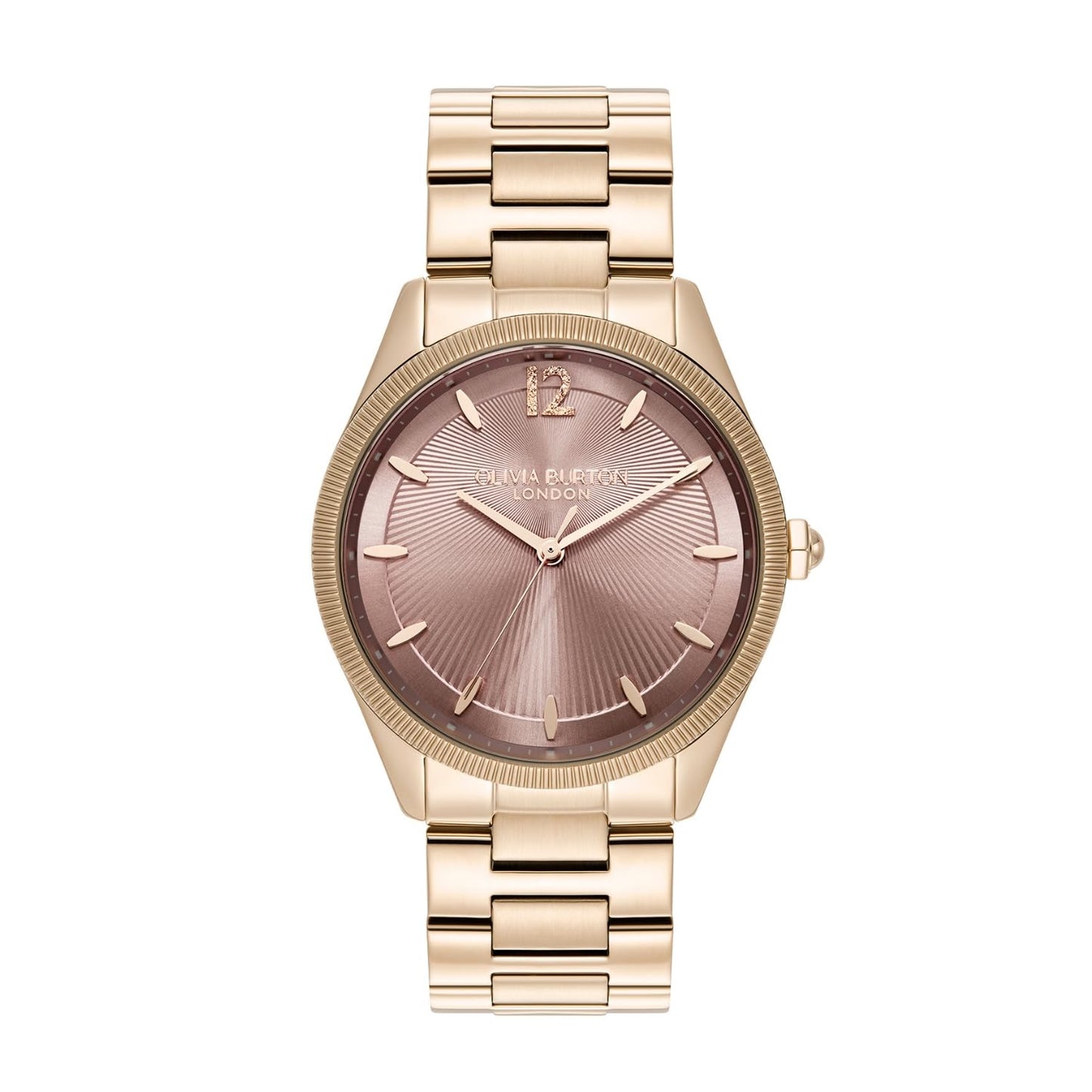 Olivia Burton Radiate Qtz Basic Mellow Rose Round Dial Women's Watch|Ionic Plated Rose Gold Steel Material|Rose Gold Color Band - 24000179