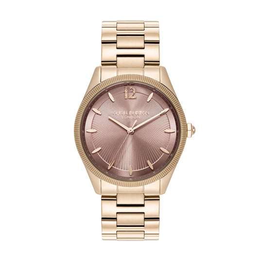 Olivia Burton Radiate Qtz Basic Mellow Rose Round Dial Women's Watch|Ionic Plated Rose Gold Steel Material|Rose Gold Color Band - 24000179