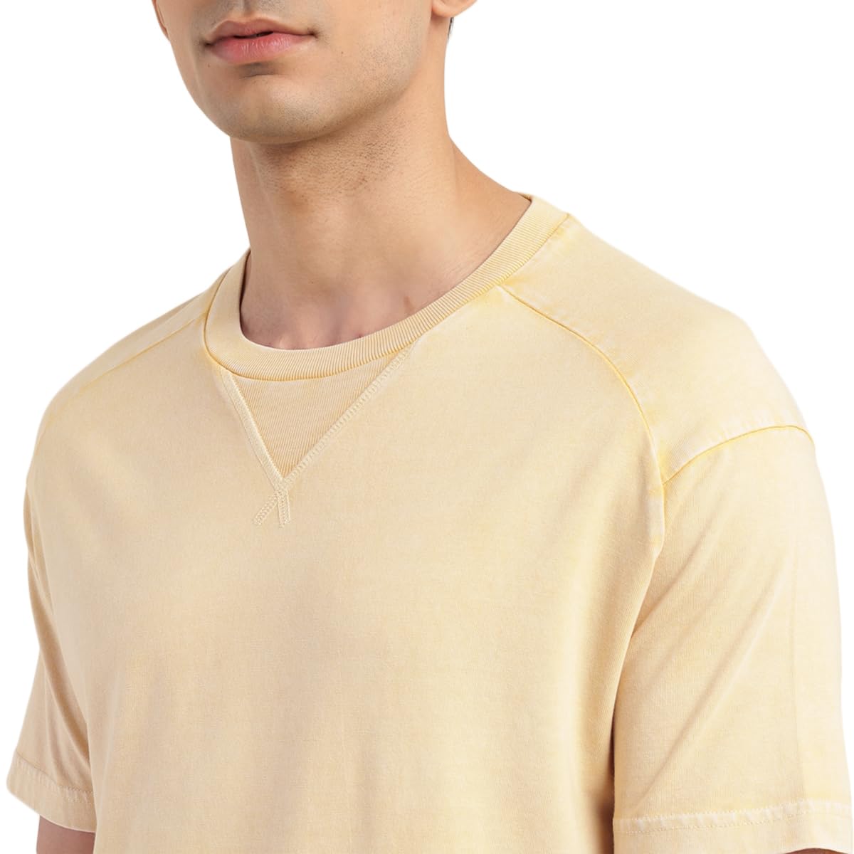 Men's Solid Crew Neck T-Shirt Yellow