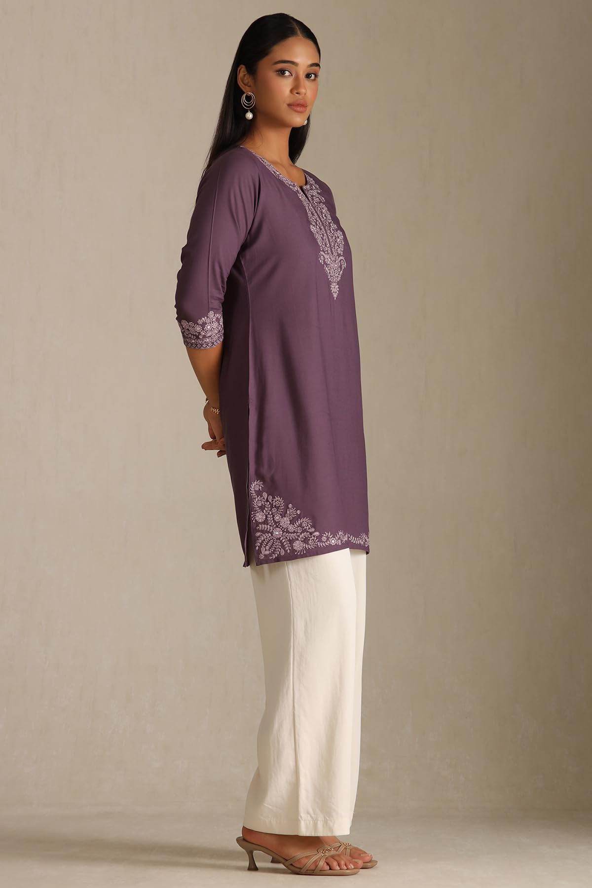 Soch Women's Rayon Embroidered Regular Kurta