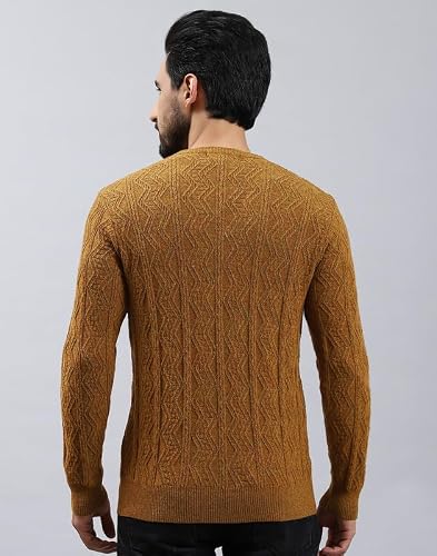 Monte Carlo Mendhi Self Print V Neck Pullover | Warm Woolen Pullover for Men | Soft Comfortable Knitted Winter Wear Sweater for Men's
