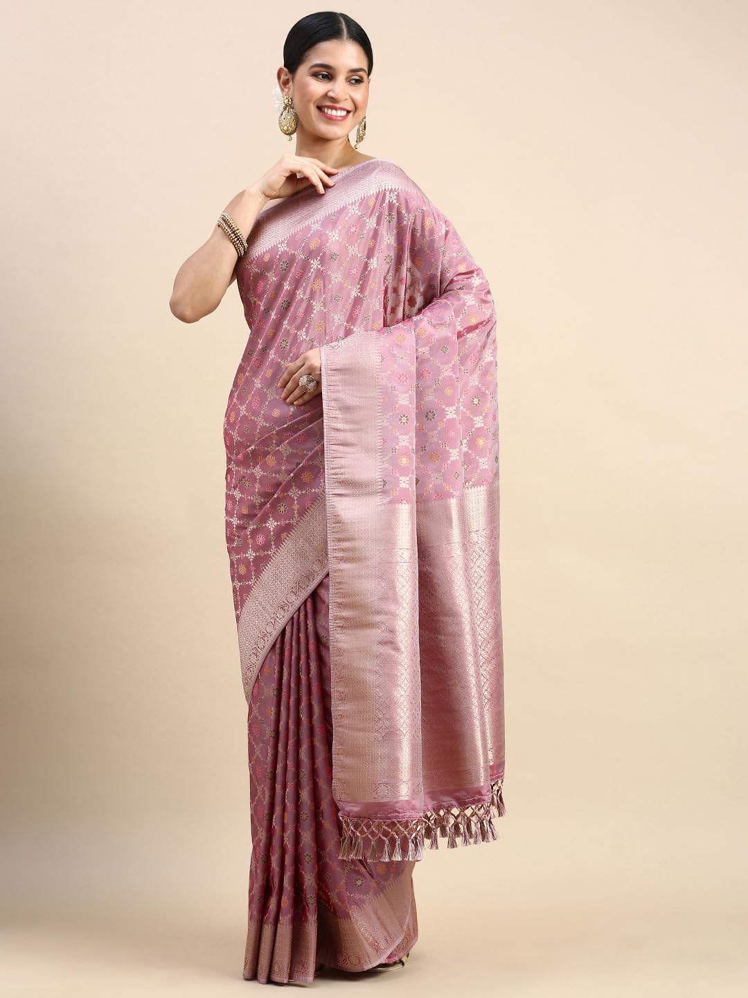 MOHEY Purple Art Silk WEAVE Saree for Women