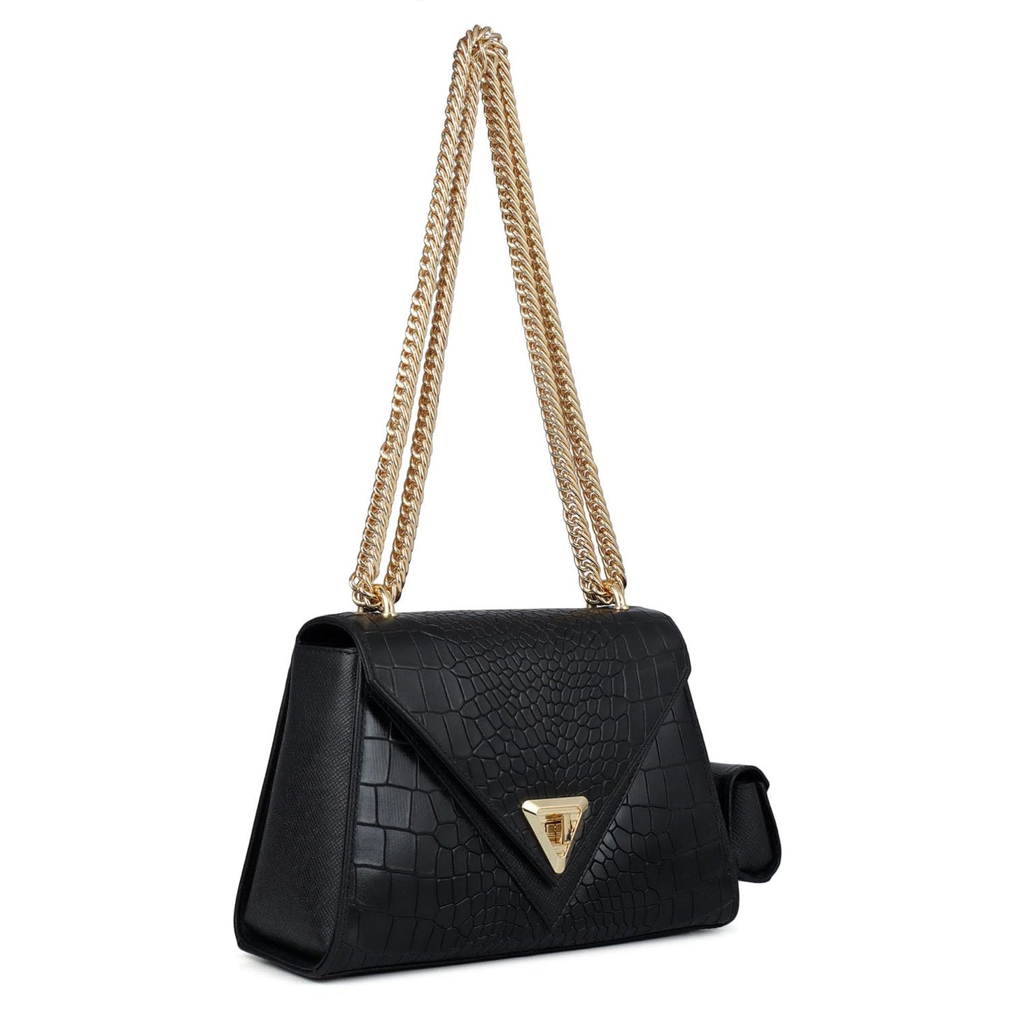 Da Milano Leather Shoulder Bag for Women - Black