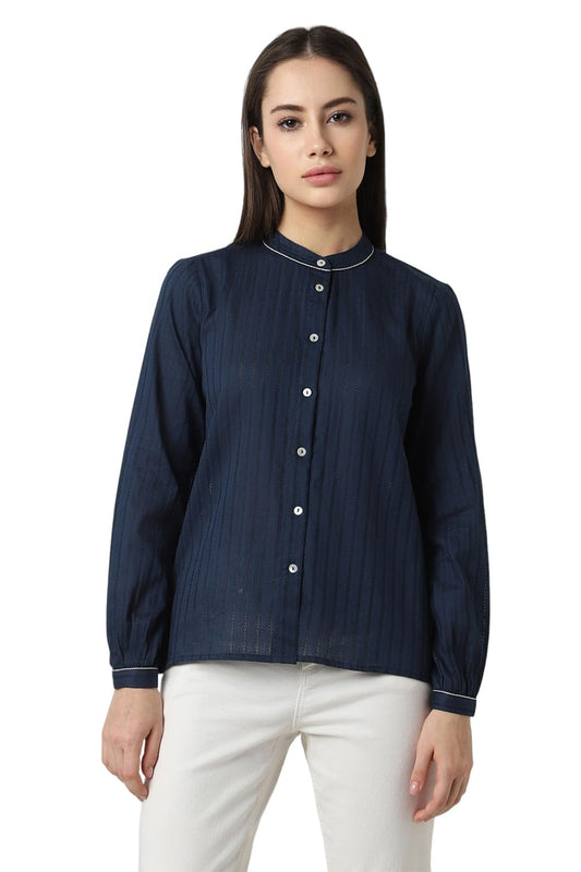 Van Heusen Women's Regular Fit Shirt (VWSFNRGP431176_Navy