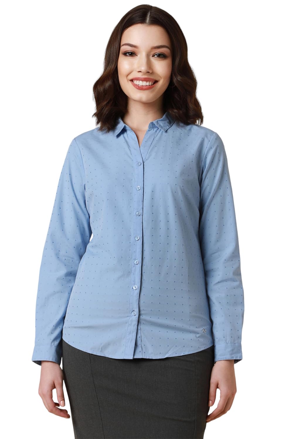 Allen Solly Women's Regular Fit Shirt (AHSFWRGFB54028_Blue