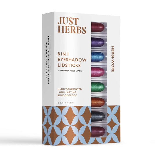 Just herbs 8 in 1 Herbal Metallic-shimmer finish, Long Lasting & Ultra Smooth Eye Shadow Lidsticks with Kumkumadi - 12gm (Herbi -Wore)