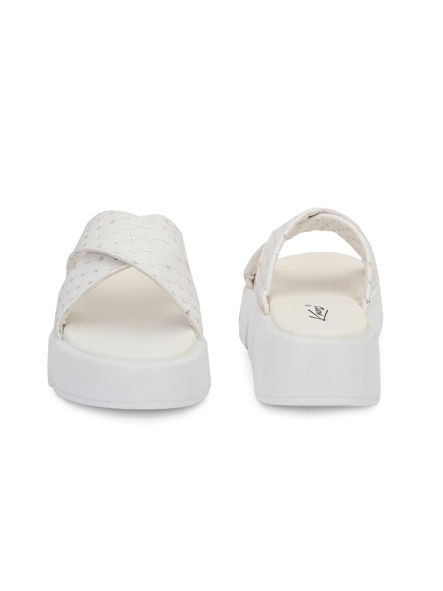KNOOS Women Flatform Heels White