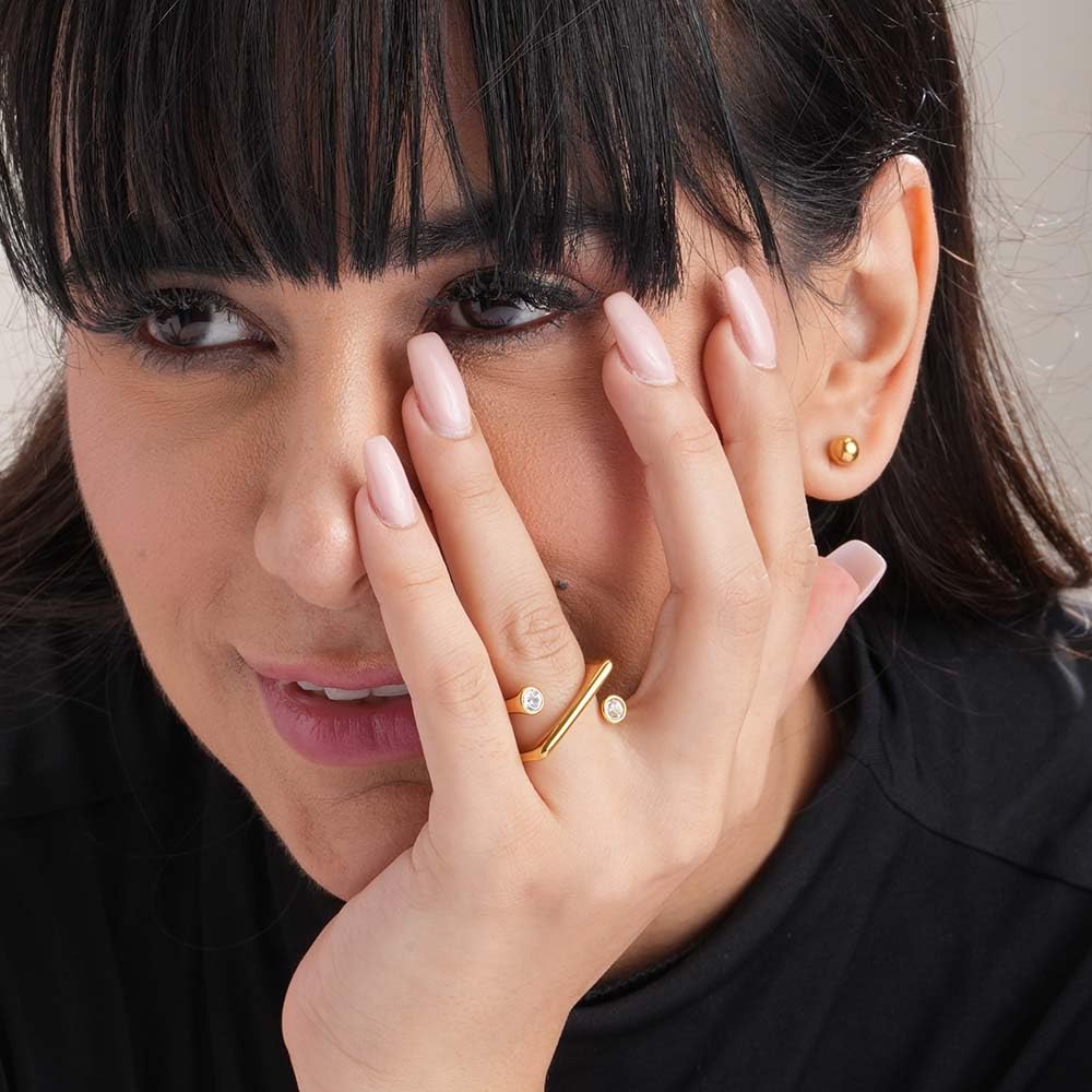 PALMONAS Stone Helen Gold Ring for Womens - Waterproof & Anti-Tarnish