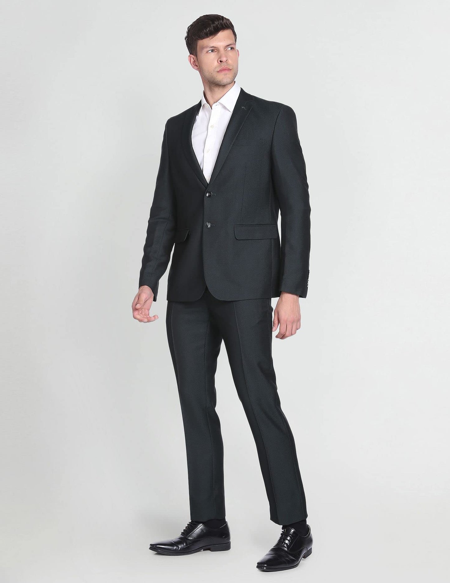 Arrow Men's Cotton Single Breasted Suits (ARAFSU5570_Green