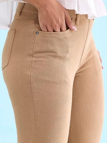 GO COLORS Women Khaki Mid Rise Cotton Super Stretch Premium Jegging - M