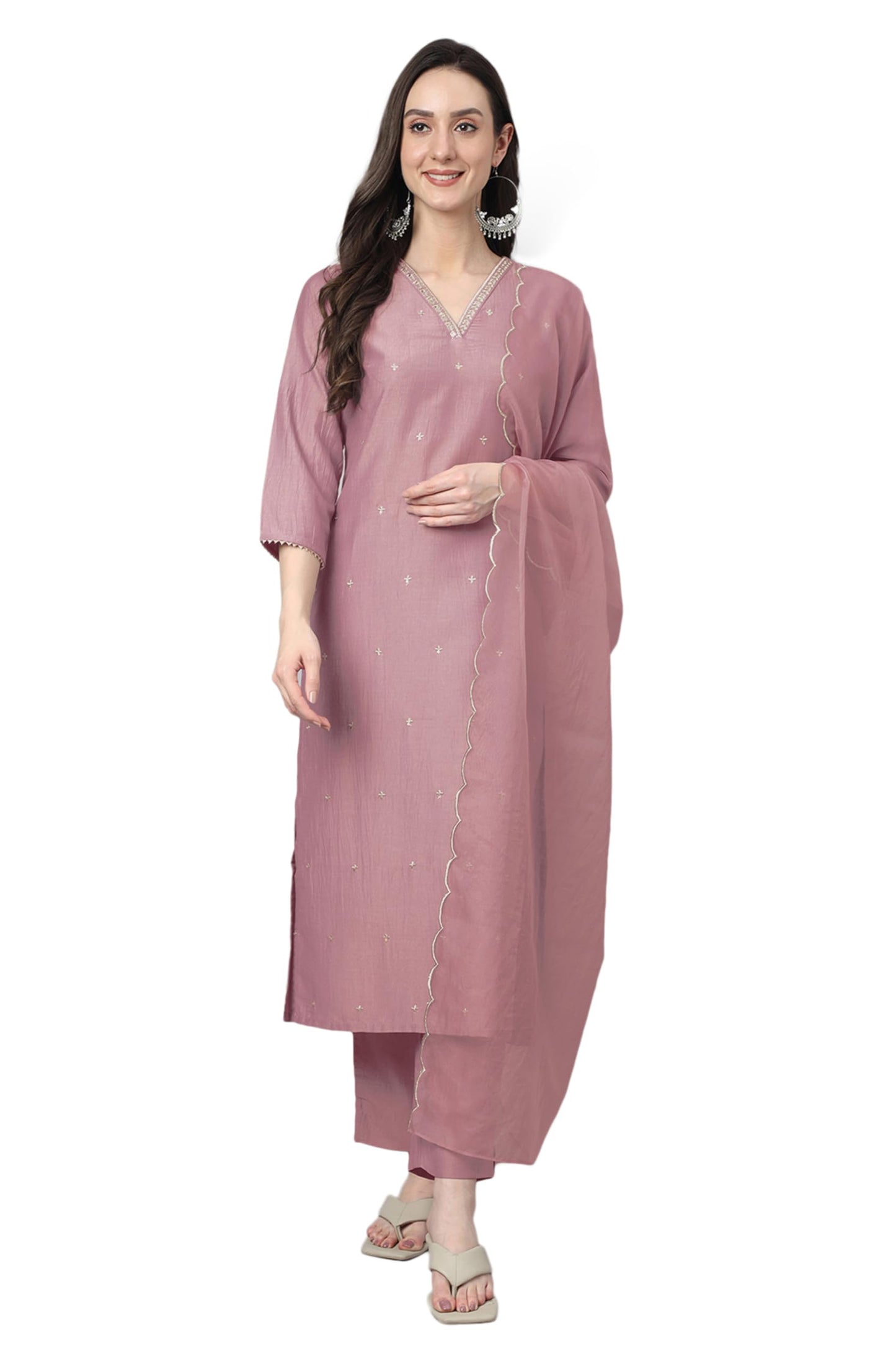 Janasya Women Mauve N/A Printed - Kurta with Pant & Dupatta Latest Style