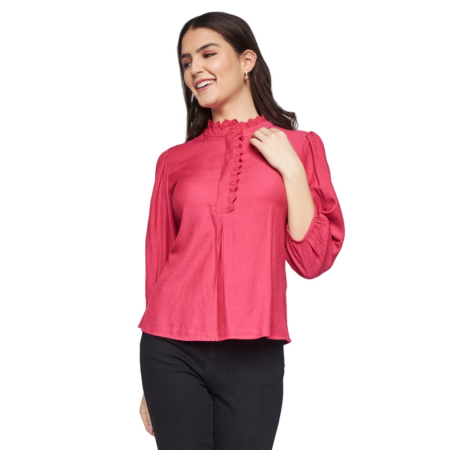 AND women's Regular Shirt (SS22AS100TTR_Cranberry 16)