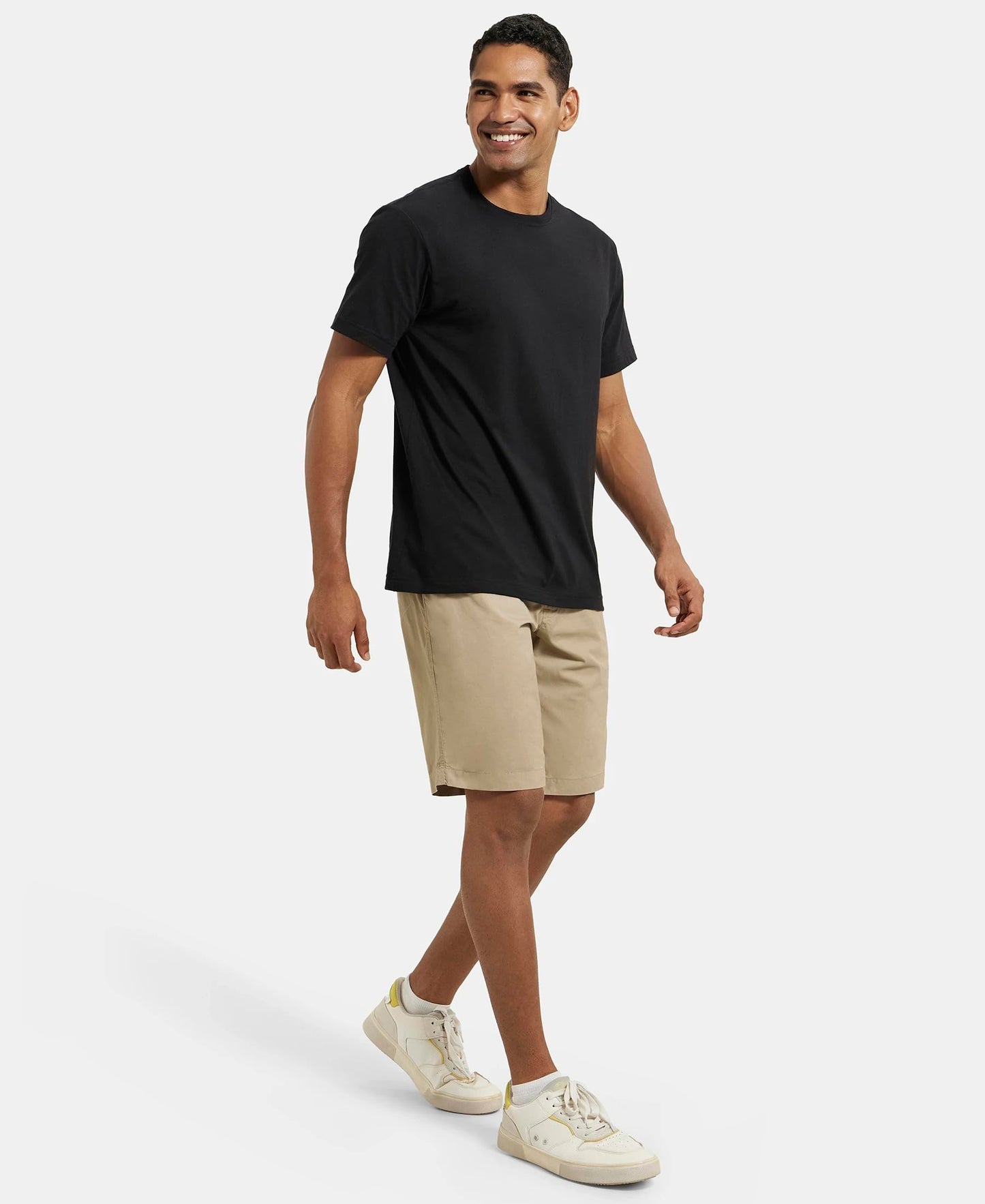 Jockey Men's Straight Fit Shorts (1203_Khaki_Large)