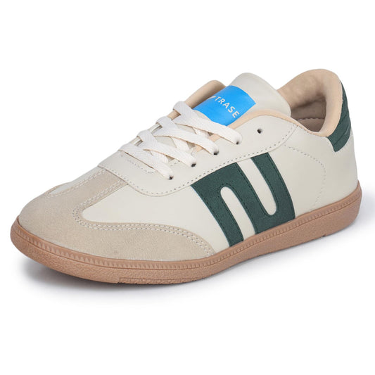 TRASE Casual Sneaker Shoes for Women | Soft Cushioned Insole | Sneakers for Woman | Lightweight | Comfortable | Stylish, Trendy Girls and Women Sneakers with Laces (Green-Cream, 4 UK)