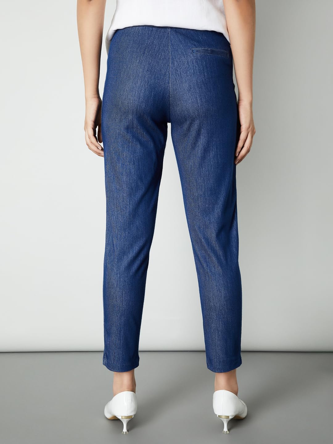 Max Women Solid Panelled Treggings (Blue_XL)