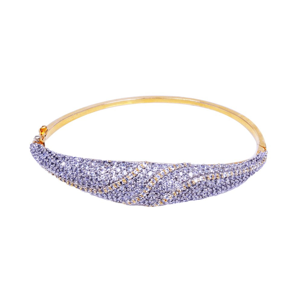 Gehna Jaipur Cubic Zirconia Studded Gold Plated Bracelet FB-1011 (White)