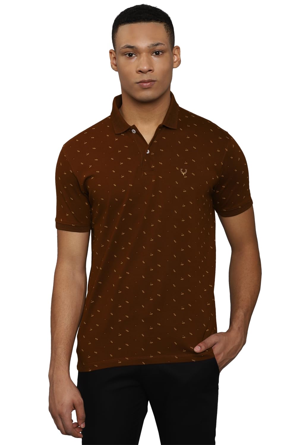 Allen Solly Men's Cotton Solid Regular Fit T Shirt (Askpcurgfl86912_Maroon L)