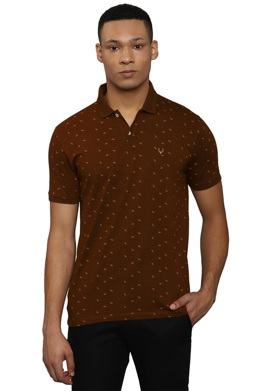 Allen Solly Men's Cotton Solid Regular Fit T Shirt (Askpcurgfl86912_Maroon L)
