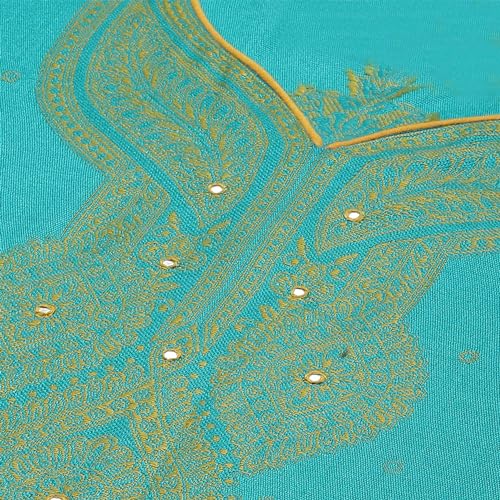 Rangriti Women Polyester Blend Yarndyed Suit Set (RSKWINTERW17223_Turquoise_M)
