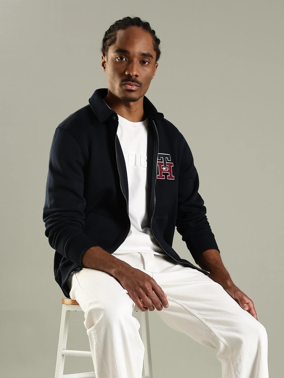 Embroidered Logo Regular Fit Cotton Jacket