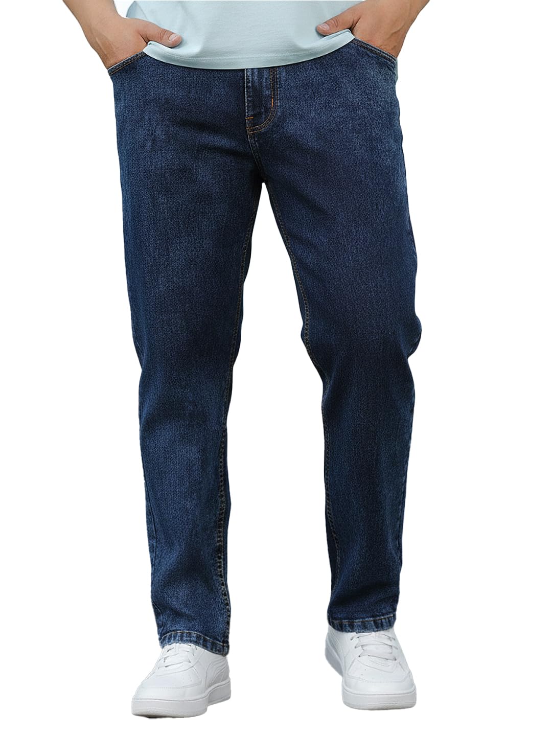 Urbano Plus Men's Dark Blue Regular Fit Washed Jeans Stretchable (plusavtowlregp-dblue-38)