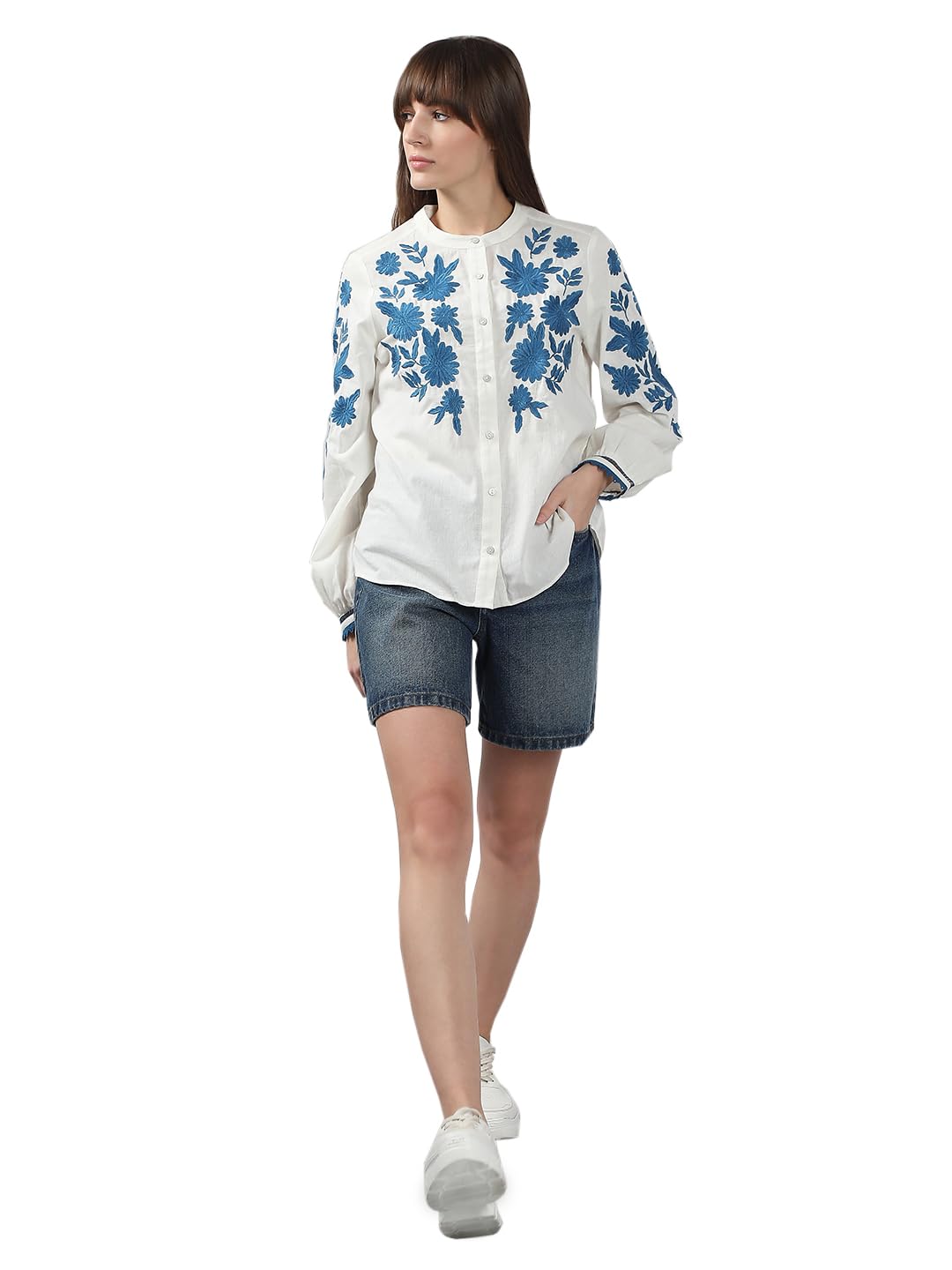 VERO MODA Women's Cotton Regular Fit White Shirt