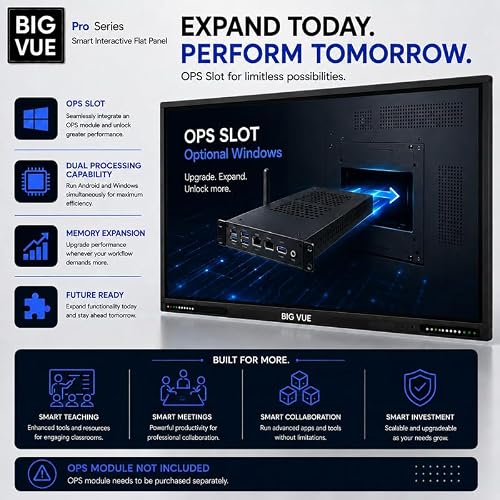 BIG VUE Pro 65 inch Android 16 Interactive Television | 4K UHD AI Enabled EDLA Flat Panel Digital Display Board | Ultra Octa-Core Processor | 8GB RAM + 128GB ROM | Zero Bonding for Teaching & Business