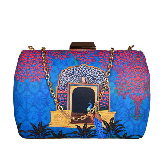 Artklim Printed Mughal Peacock Clutch