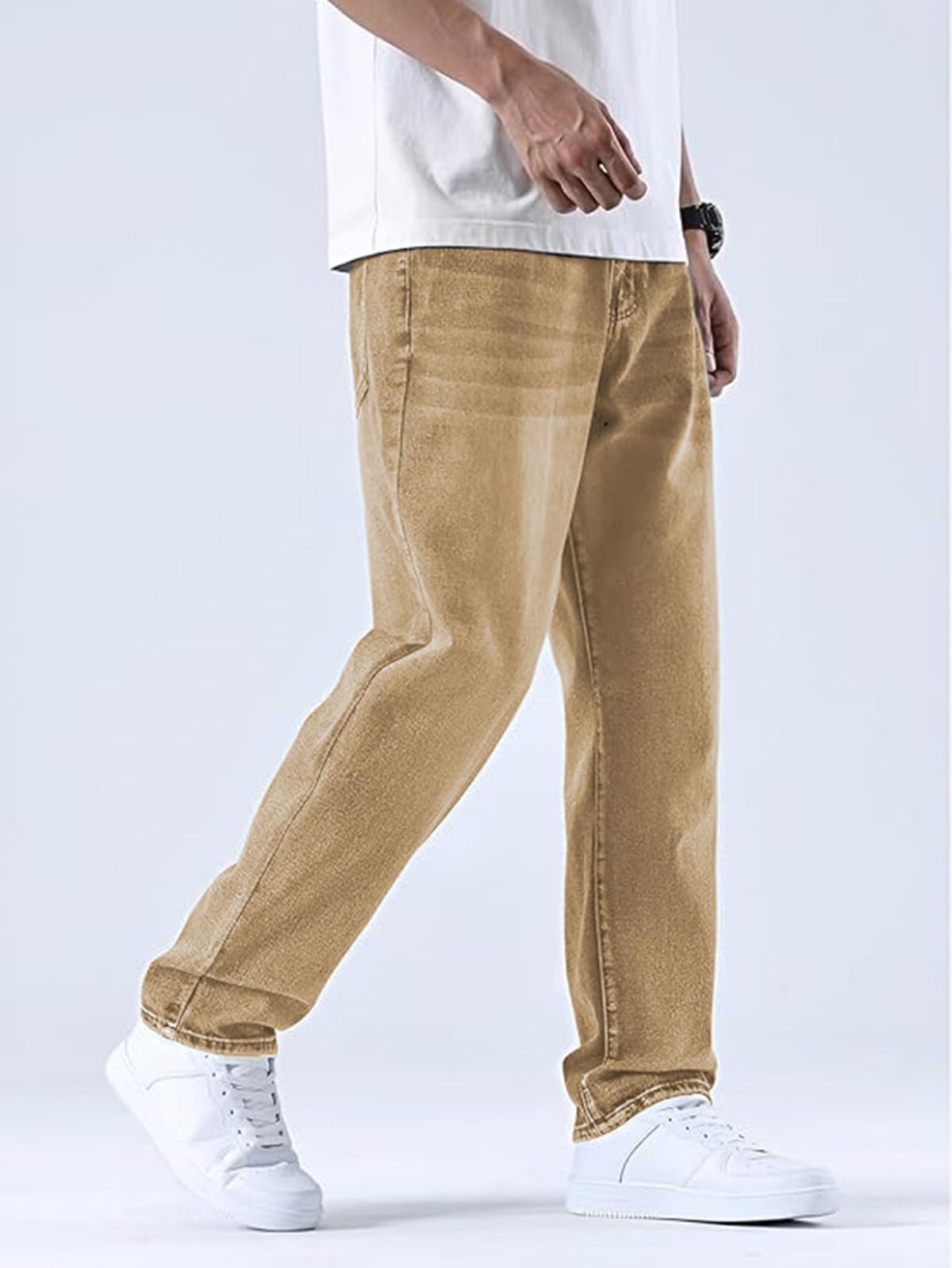 Ben Martin Khaki Men Jeans || Baggy Fit Jean's for Man || Loose Fit High Rise Denim || Stretchable Casual Wear Jean,s || Dance Rap Rapping Style Pant for Men || Denim Cotton Jeans 34 (2)
