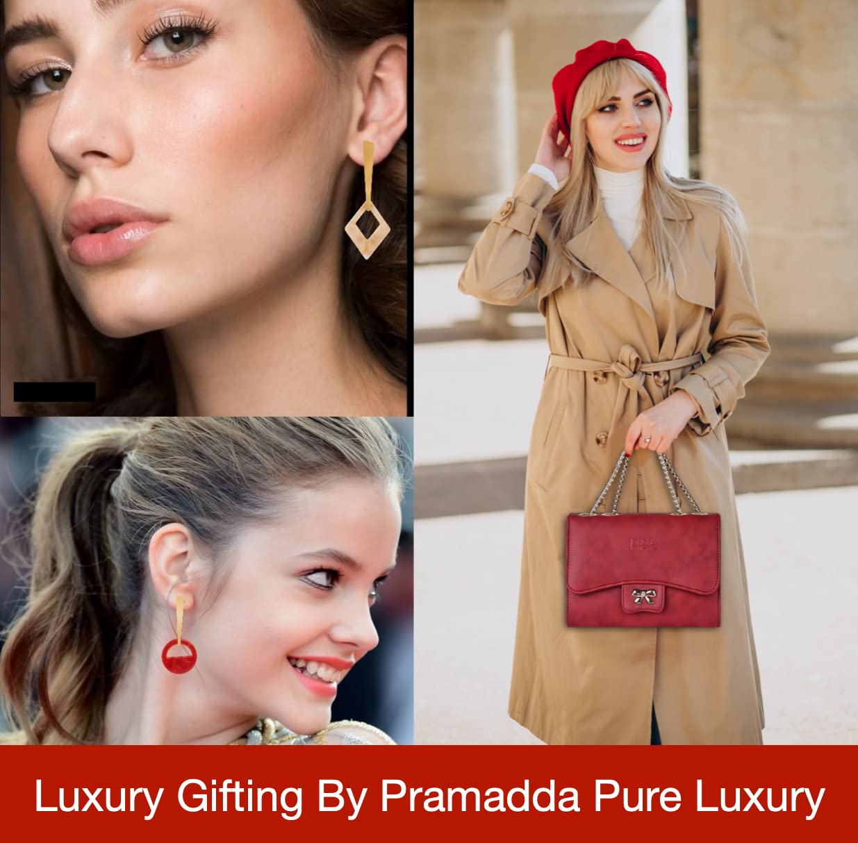 Pramadda Pure Luxury Gorgeous Red Women's Sling Crossbody Chain Purse Combo Set | Stylish Birthday Anniversary Gift Item For Girlfriend Wife | Unique Gift For Girlfriend love special.
