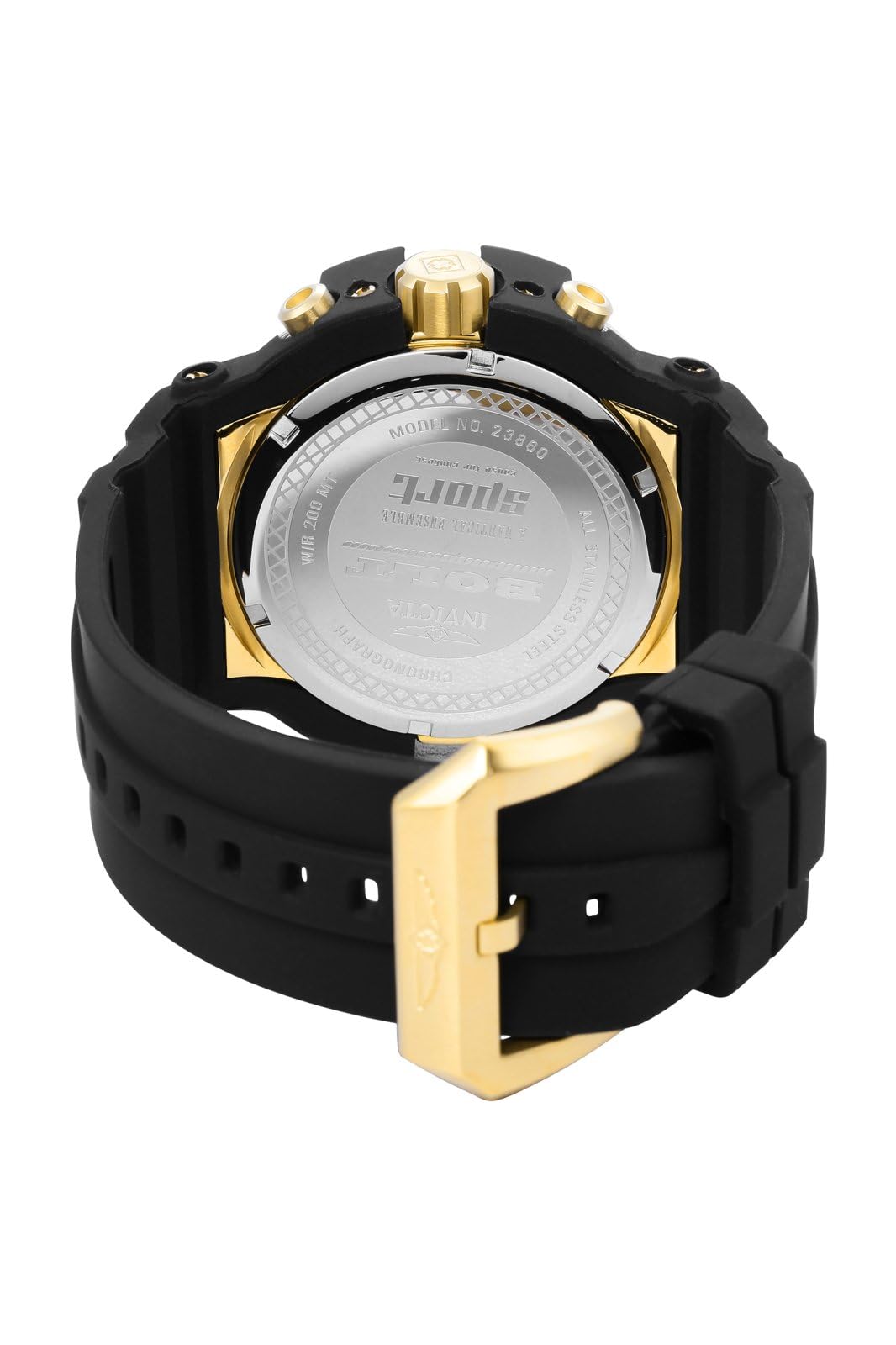 Invicta Silicone Bolt Analog Black Dial Men Watch-23860, Black Band