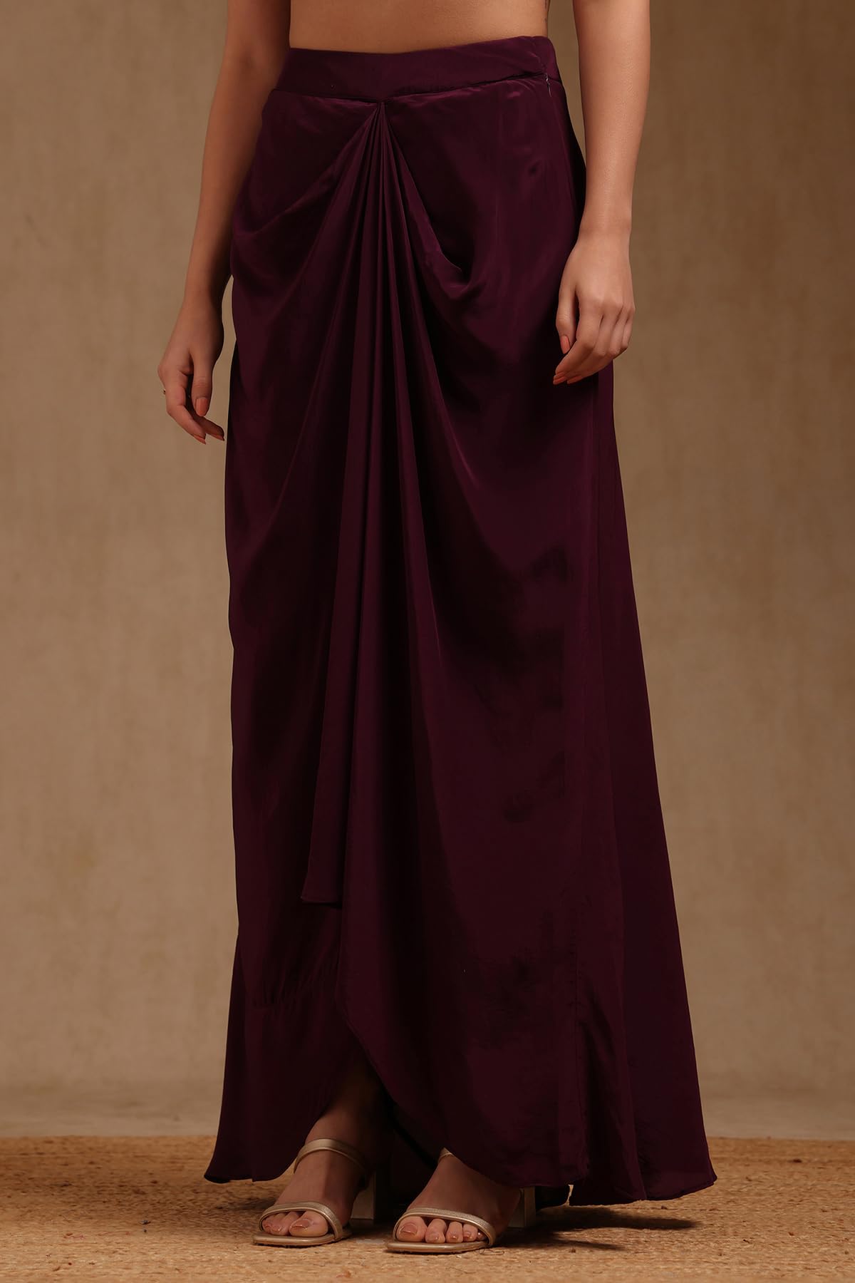 Soch Womens Wine Crepe Embroidered Co-Ord Set With Sequins