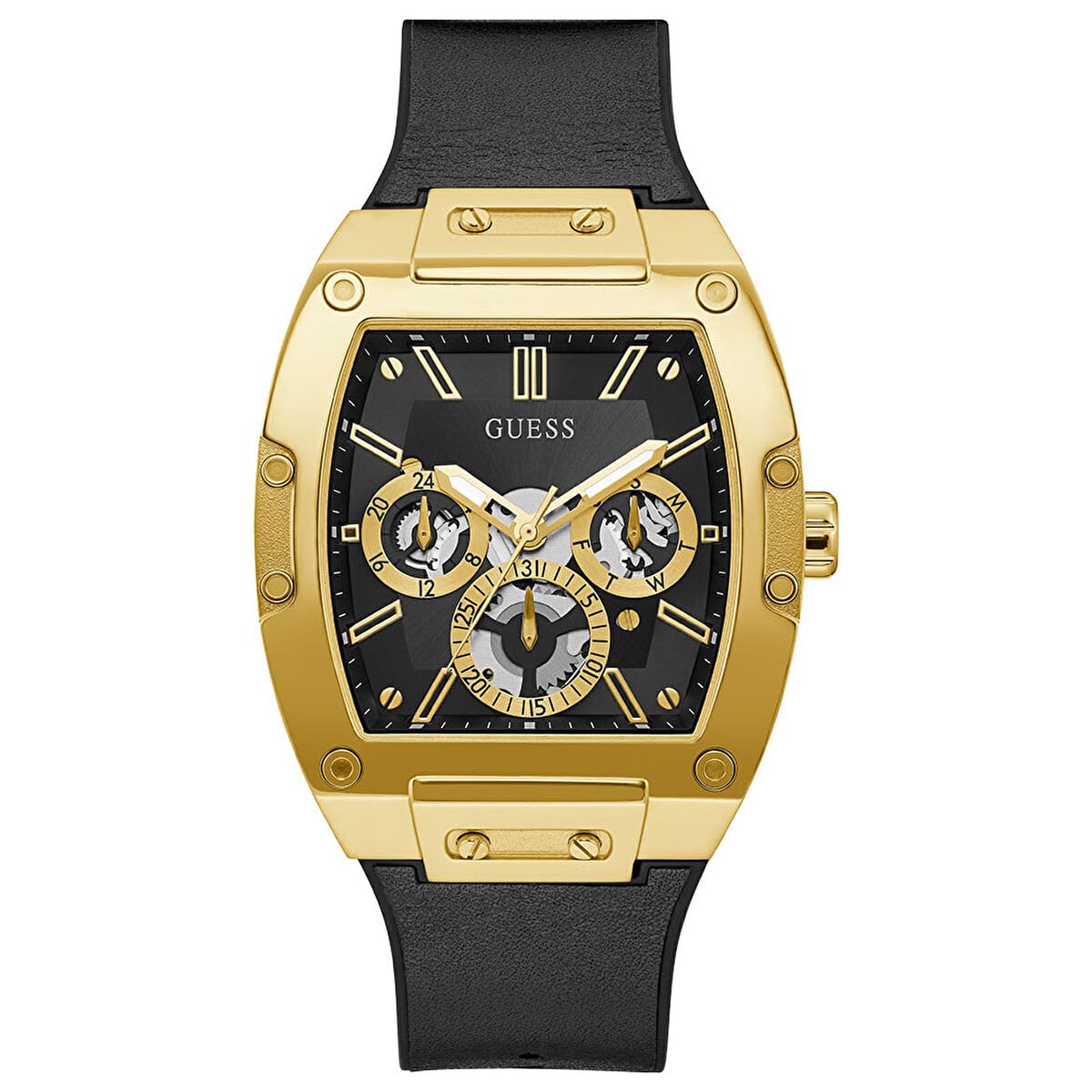 Guess Leather Casual Analog Black Dial Men's Watch-Gw0202G1
