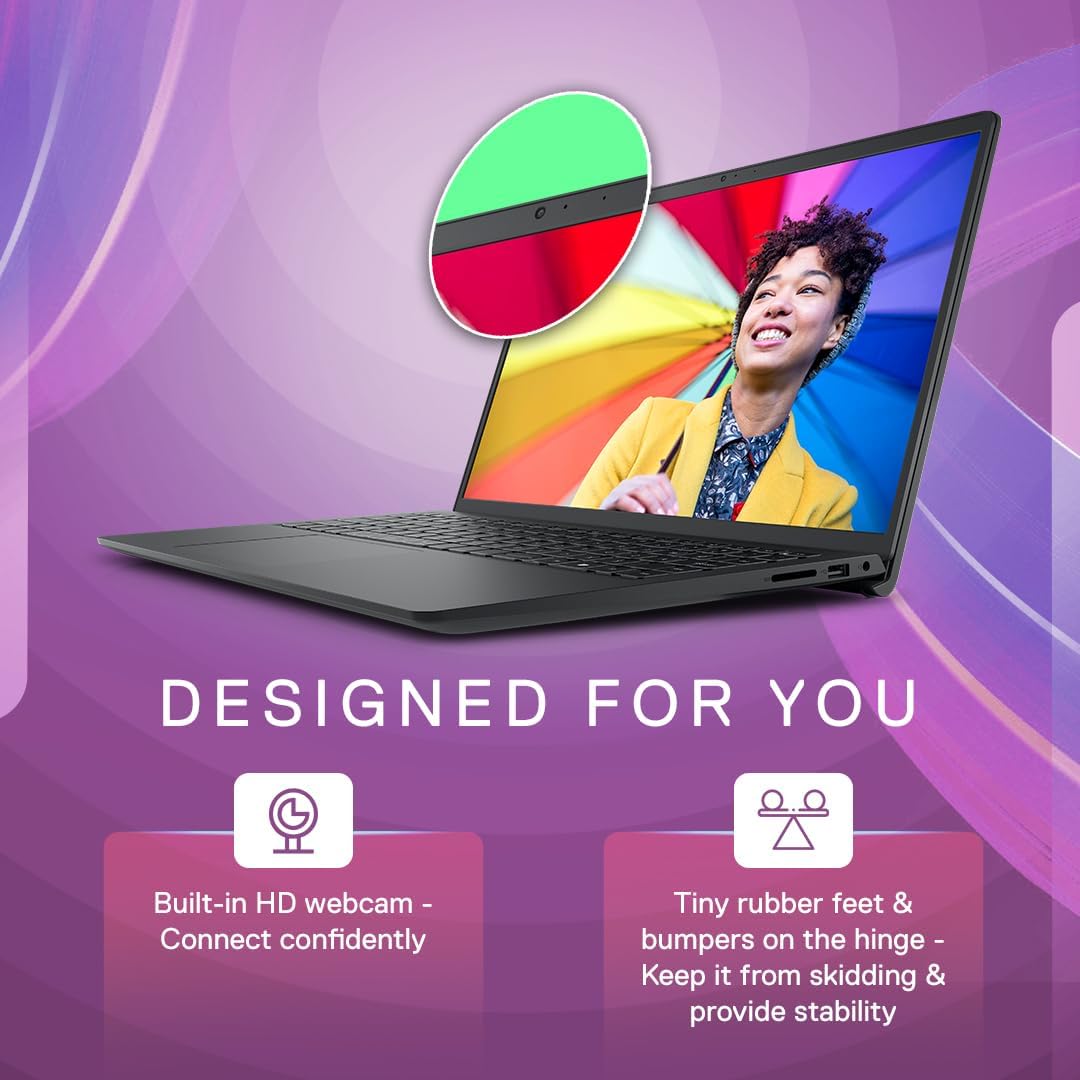 Dell 15, AMD Ryzen 3 7320U Processor (8GB RAM / 512GB SSD/Windows 11 + Office H&S 2024 + M365 / 15.6"(39.62 Cm) FHD Display / 12 Month Mcafee/Carbon Black Color/ 1.63 Kg Thin & Light Laptop