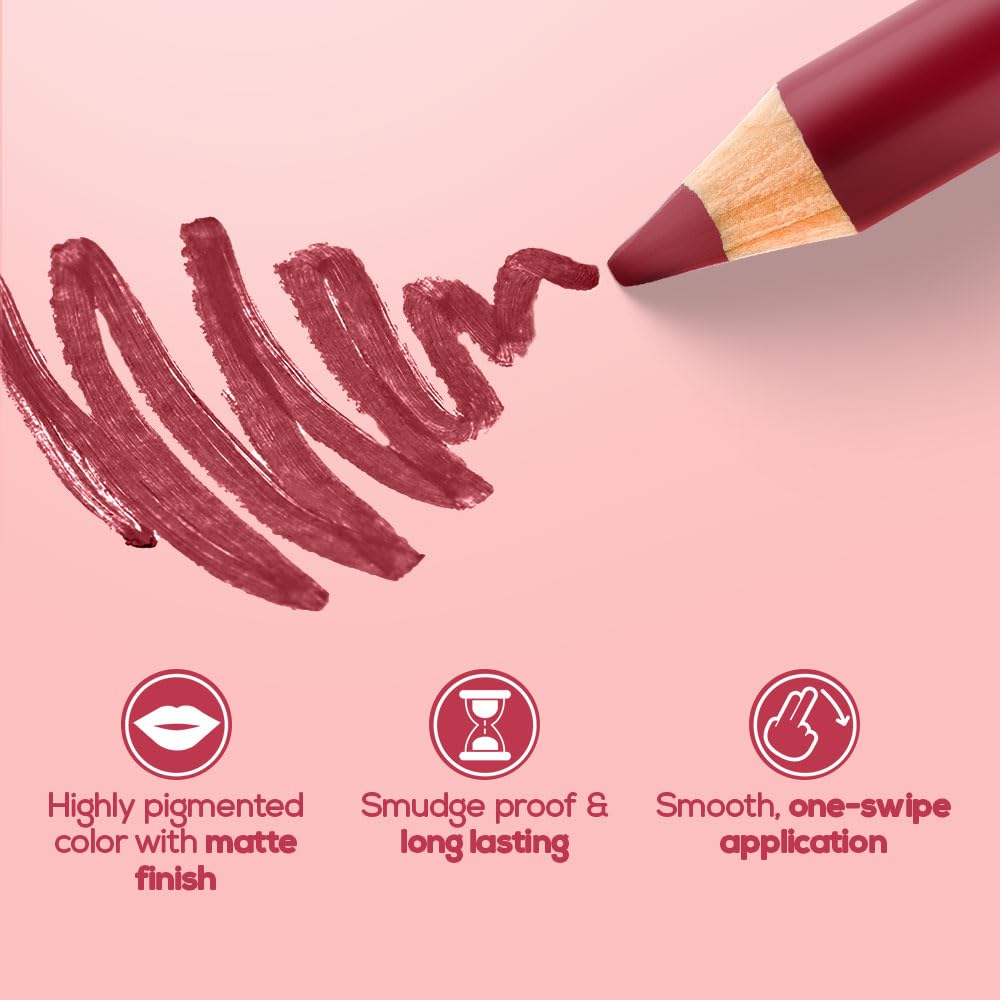 RENEE Define Matte Lip Liner, Long Lasting & Smudge Proof, Full Coverage, Intensely Pigmented, Easy Glide Formula, Vitamin E & Castor Oil Infused, Set of 12