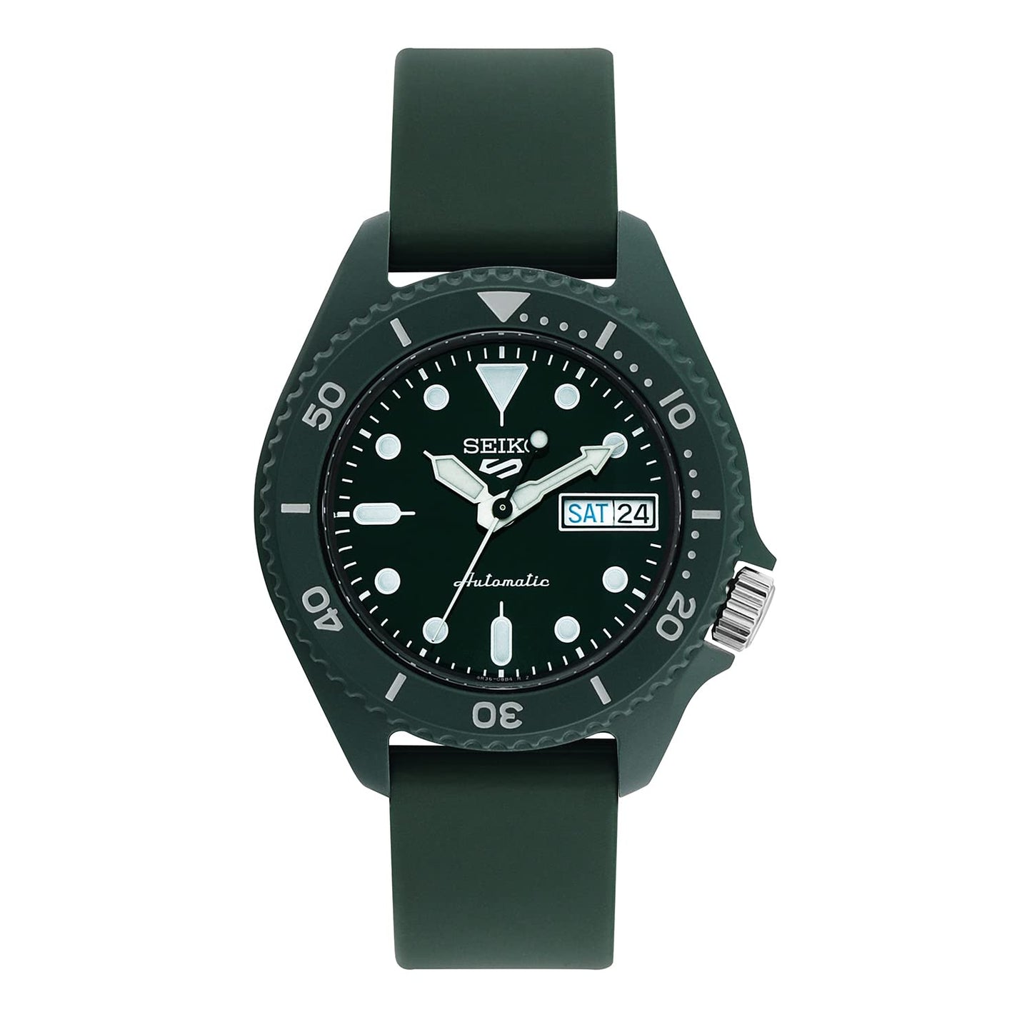 Seiko 5 Sports - SRPG83K1 for Men, Analog, Stainless Steel, Silver dial Watch, Green Strap