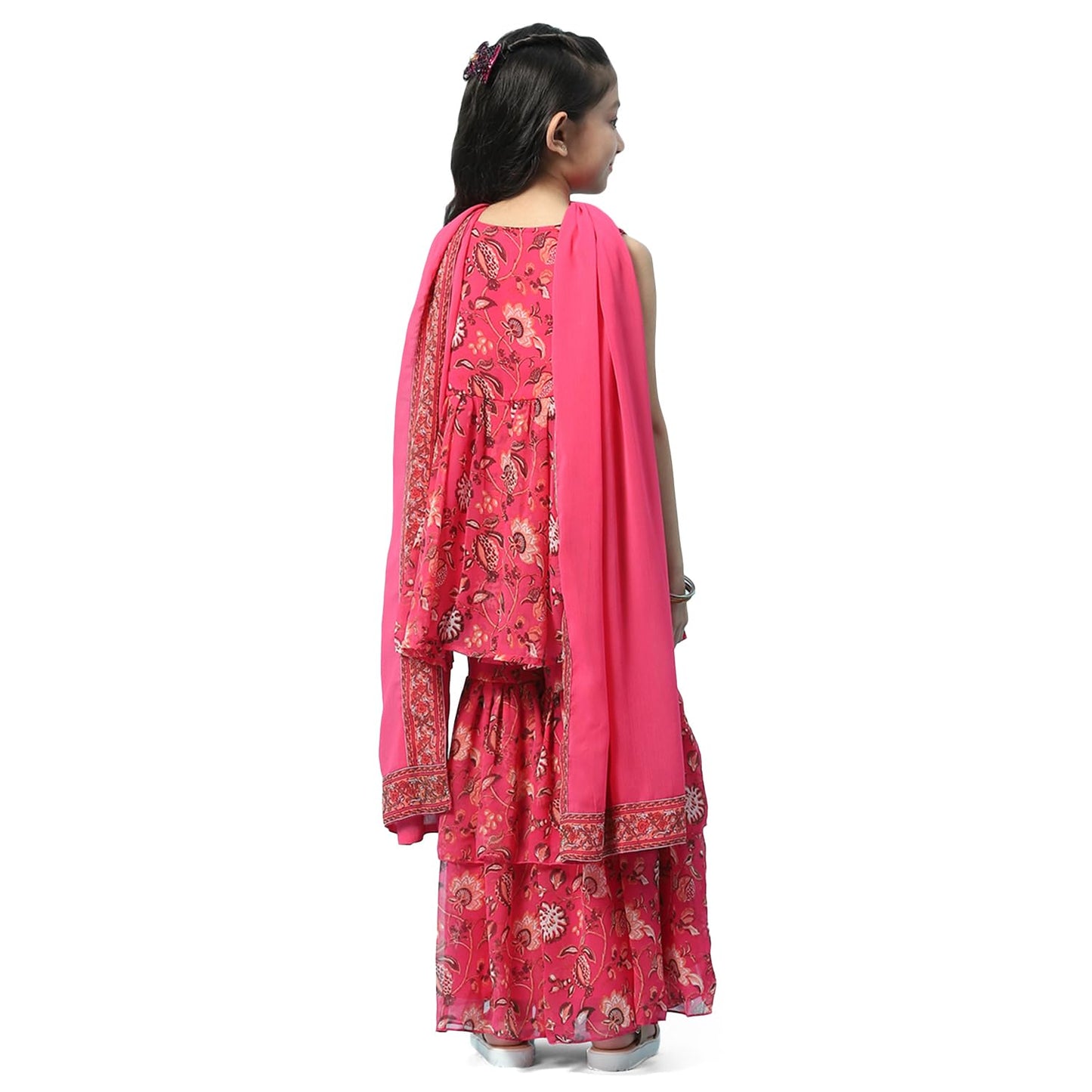 BIBA GIRL SOLID; EMBROIDRED GATHERED KID(KW5399_PEACH_5)