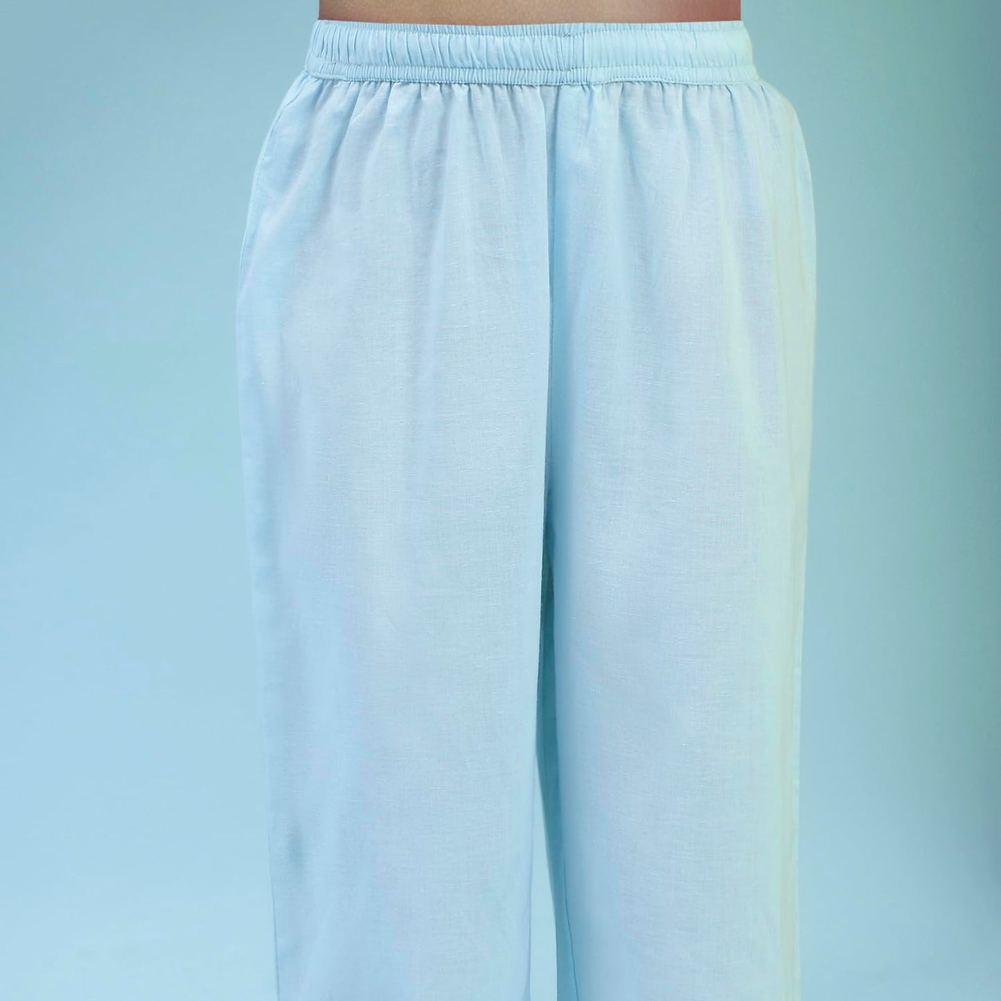 Biba Girl's Cotton Kurta, Bottom, Dupatta (KWBTNC6295SS25SKBLU_Sky Blue