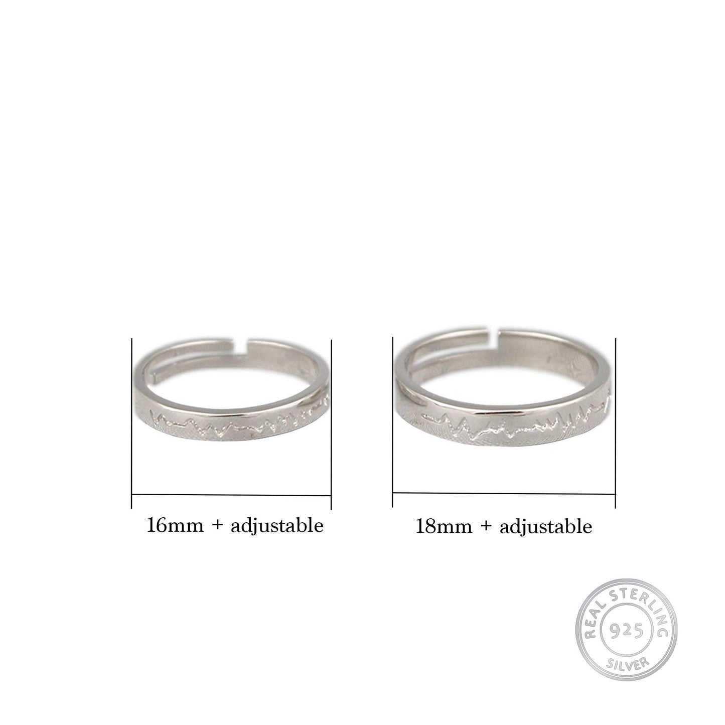 GIVA 925 Sterling Silver Heartbeat Couple Rings, Adjustable | Promise Rings For Men & Women | With Certificate of Authenticity and 925 Stamp | With Certificate of Authenticity and 925 Stamp