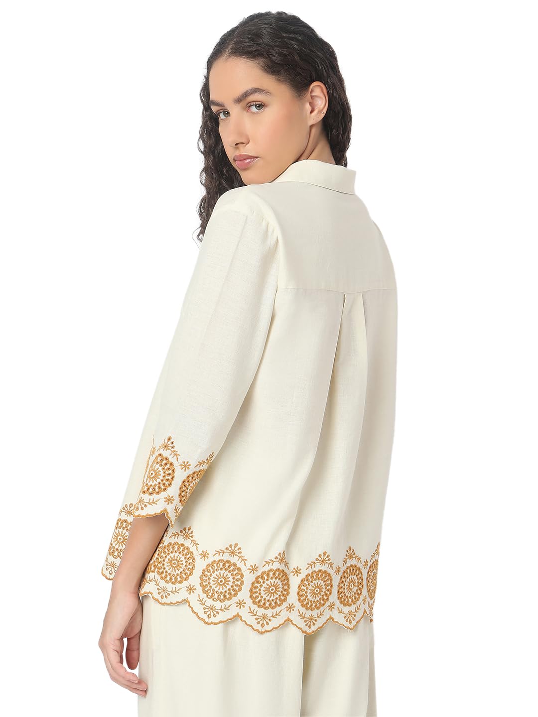 VERO MODA Women Regular Fit Beige Shirt