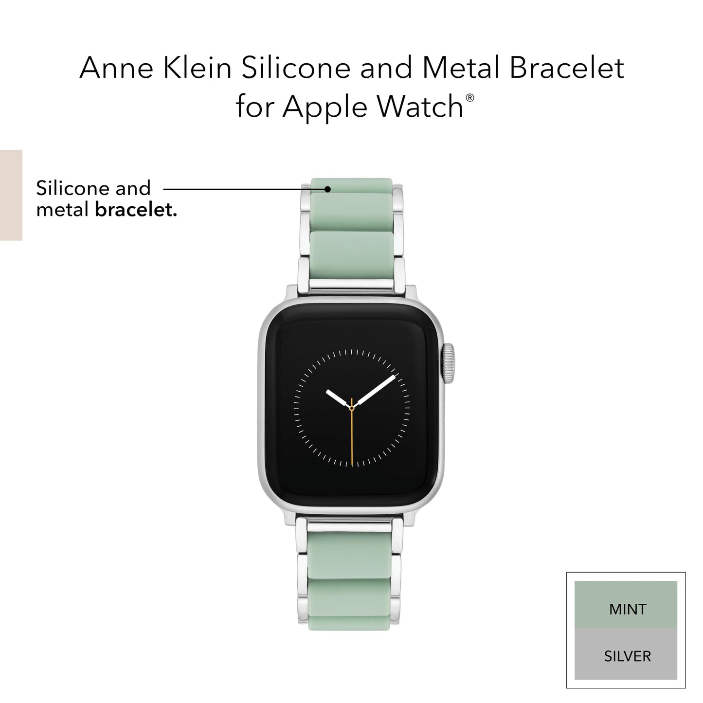 Anne Klein Silicone Fashion Bracelet for Apple Watch, Secure, Adjustable, Apple Watch Replacement Band, Fits Most Wrists, Green