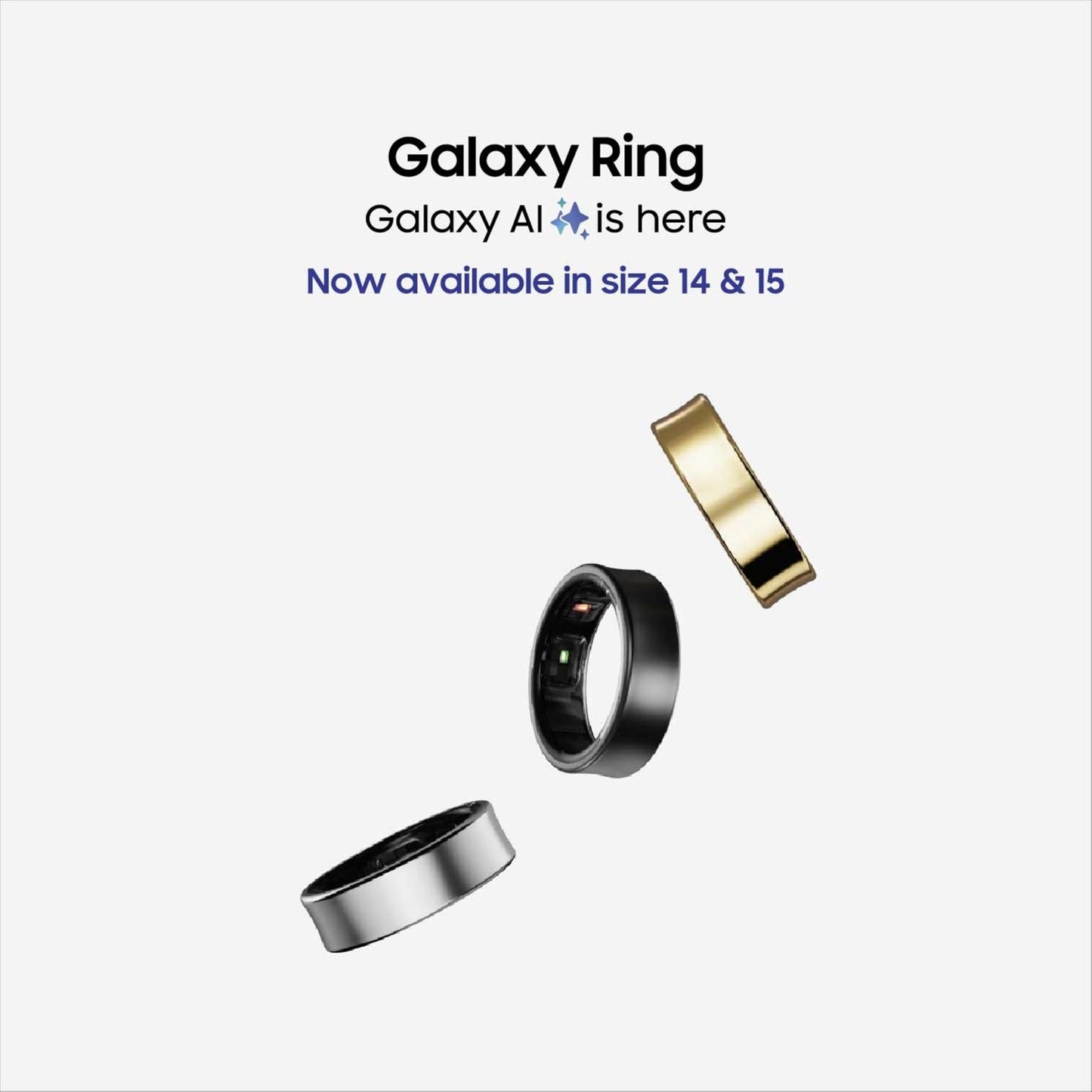 Samsung Galaxy Ring, with Smart AI, Size First W/Sizing Kit, No App Subscription, Fitness Monitor, Sleep Tracker, Up to 7-Day Battery, Size 14, Titanium Black