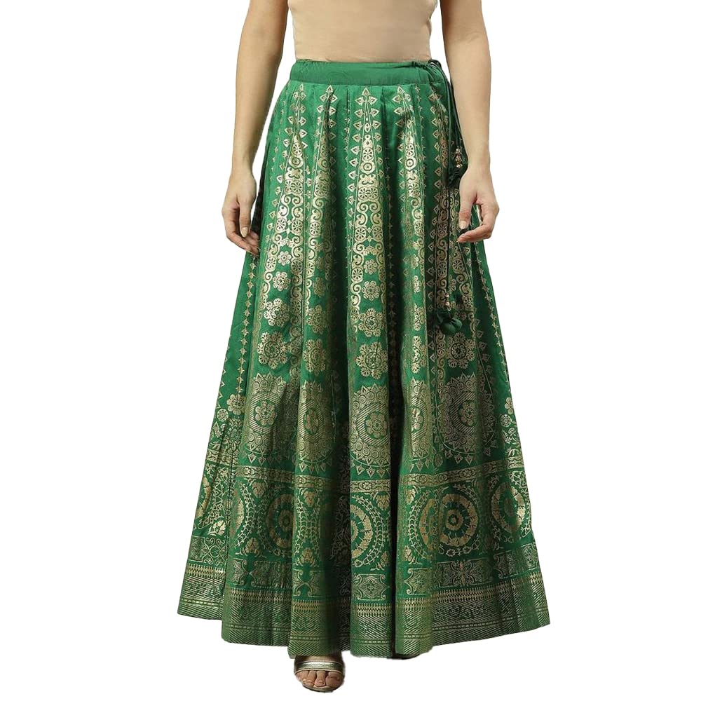 BIBA Women Printed Flared Mix and Match(SKIRTS/T18595_Green_L)