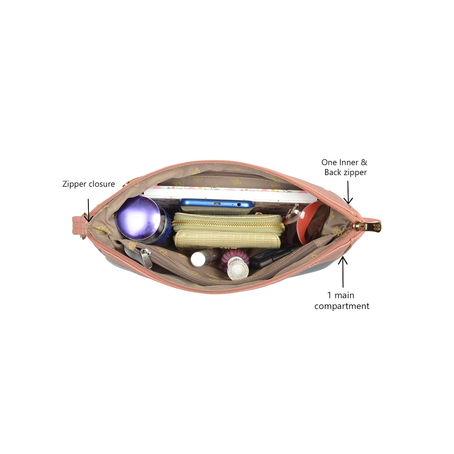 Baggit Women Pink Sling Bag Small Size | Ladies Stylish Casual Cross Body Purse Handbag