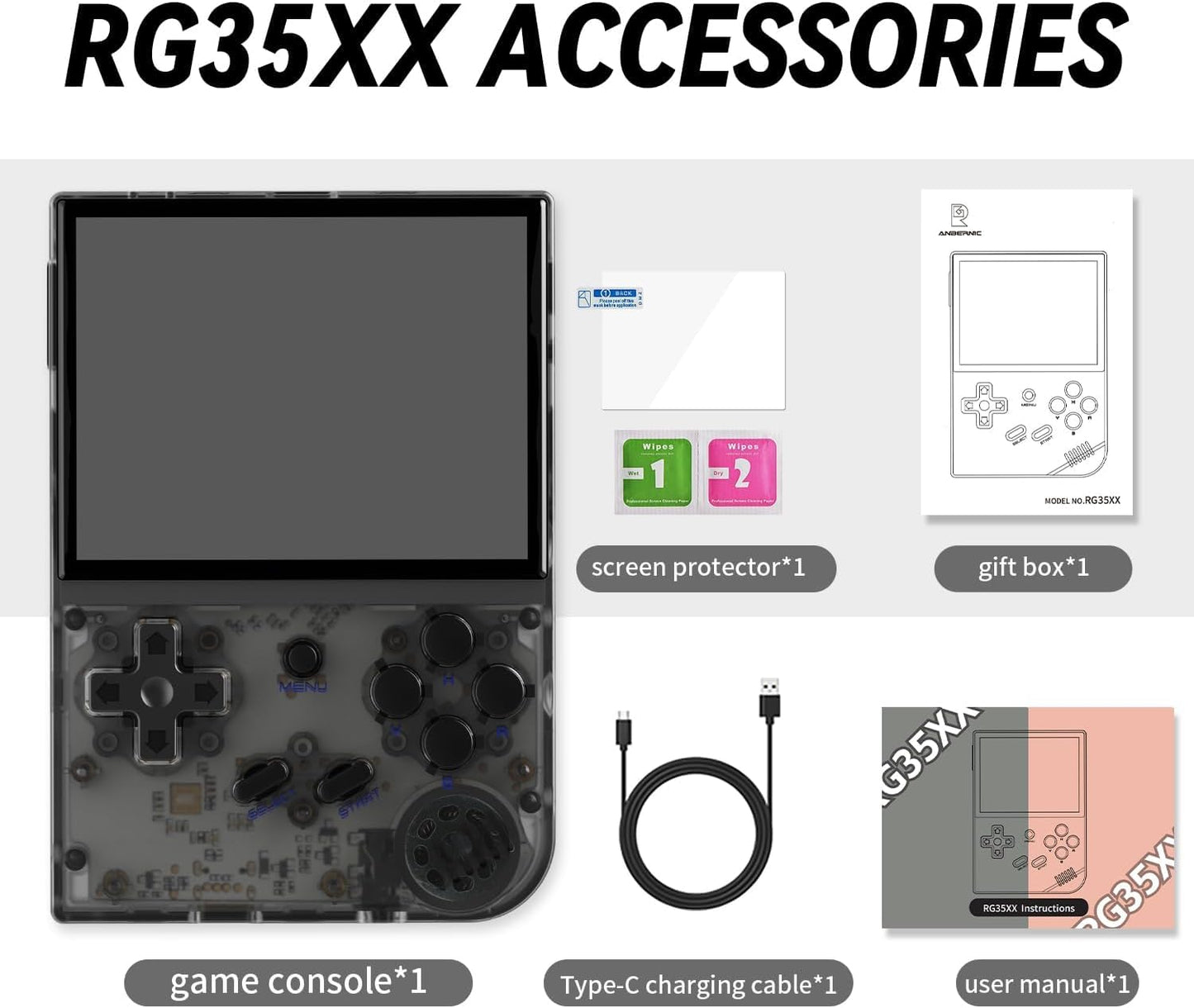 New World Anber-nic RG35XX 2024 Retro Handheld Game Console Linux System HDMI and TV Output 3.5 Inch IPS Screen 64G TF Card 5500+ Classic Games 2600mAh Battery, Best Gift for Child