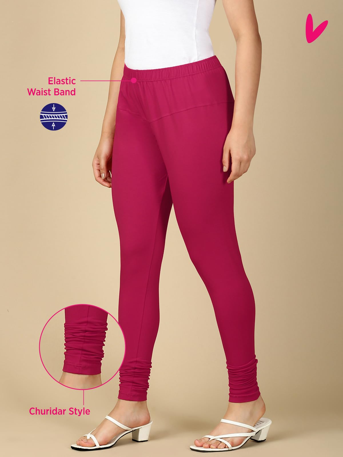 Lux Cozi PYNK Solid Premium Cotton Lycra Churidar Leggings for Women_COZI_PYNK_Churidar_89_FS_1PC